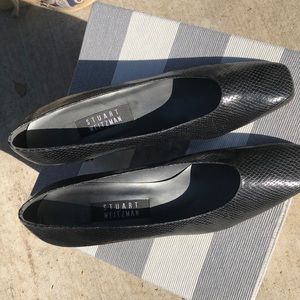 Stuart Weitzman square toe heels.